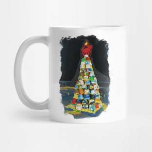 Crab Basket Christmas Tree with Lights in Watercolor Mug